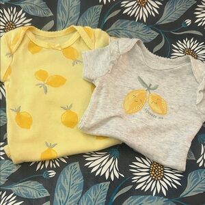 Lemon Print baby 2pc onesies Newborn